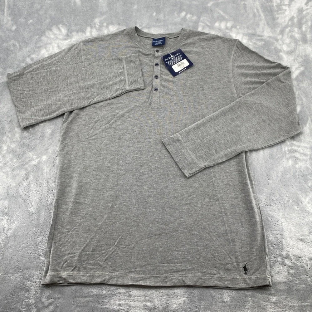 Polo Ralph Lauren Men Gray Modal Henley Long Sleeve Sleepwear Shirt Large NWT